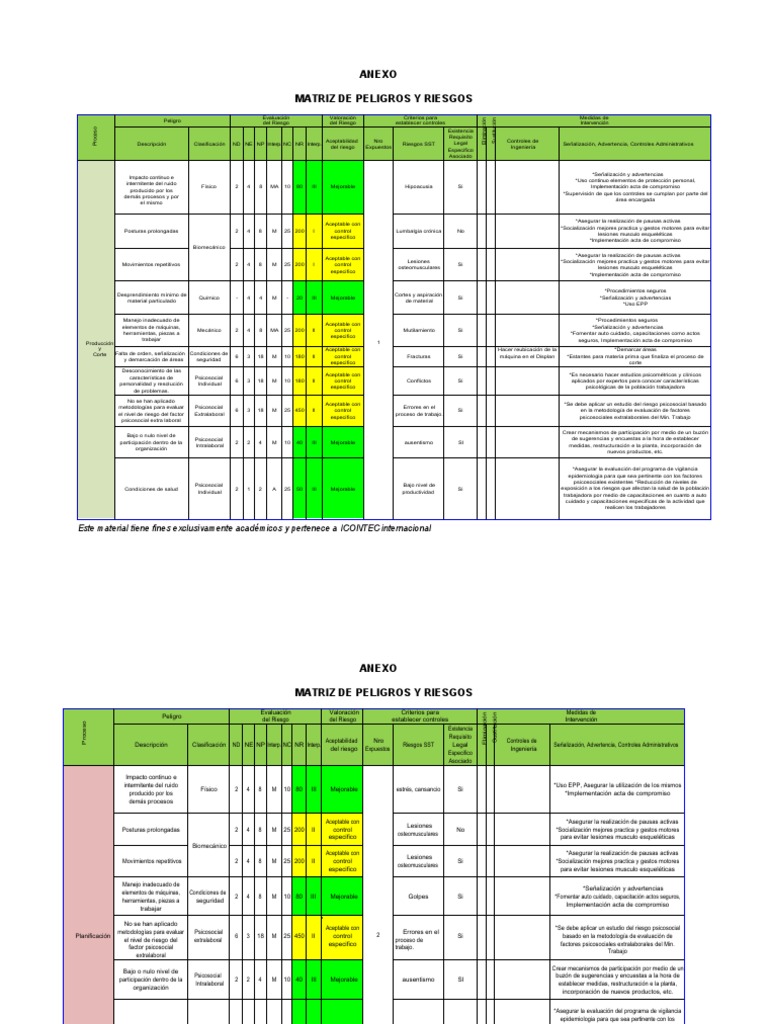 21VE07-V2 6. Anexo Matriz de Peligros y Riesgos SST | PDF | Evaluación ...