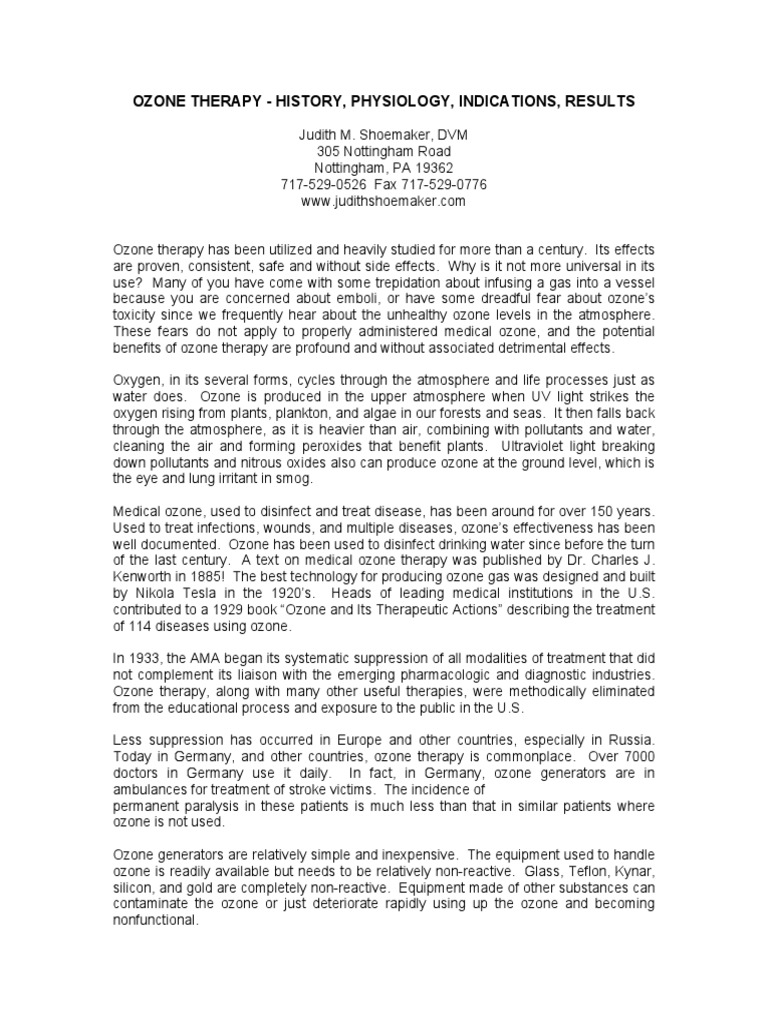 Ozone Therapy History, Physiology, Indications, Results PDF Ozone