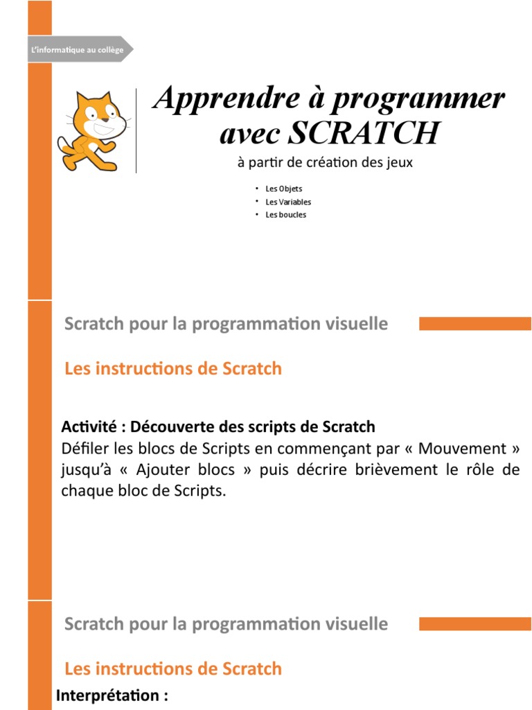 Apprendre Scratch au Collège | PDF | Programmation informatique ...
