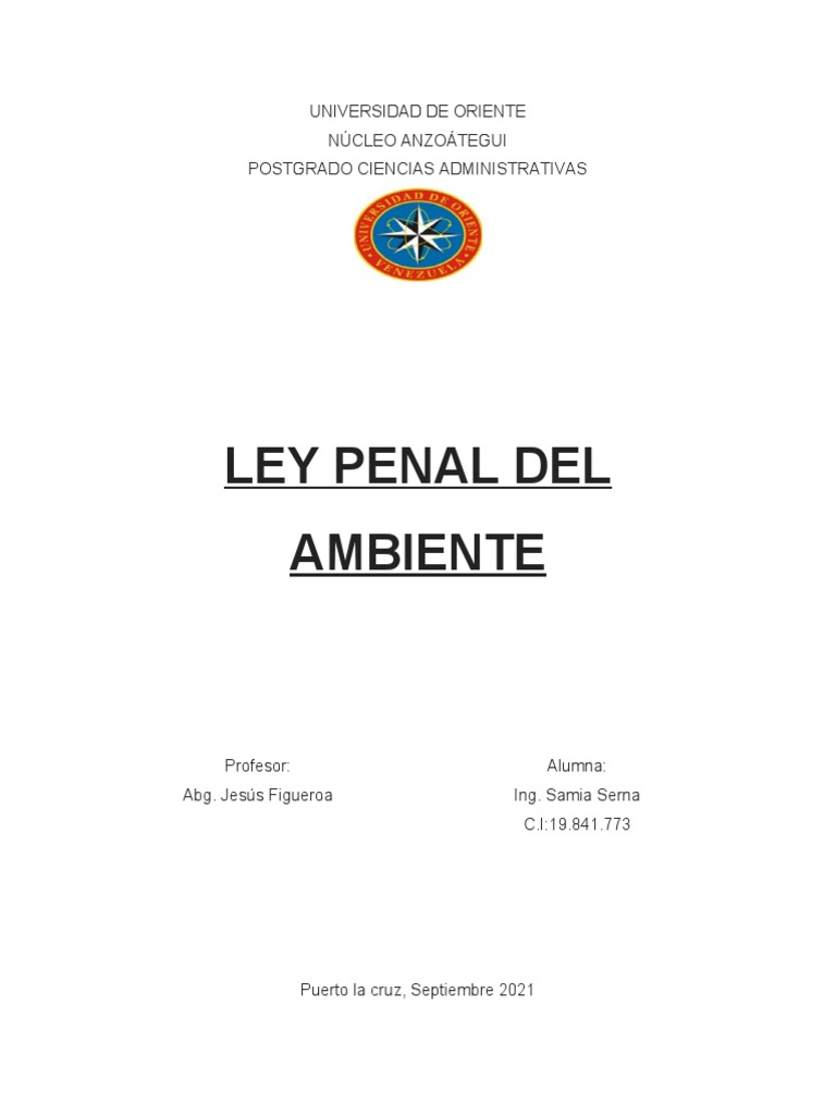 Ley Penal Del Ambiente | PDF | Contaminación | Derecho penal