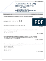 Monthly Class Test 01: Pure Mathematics 1 (P1)