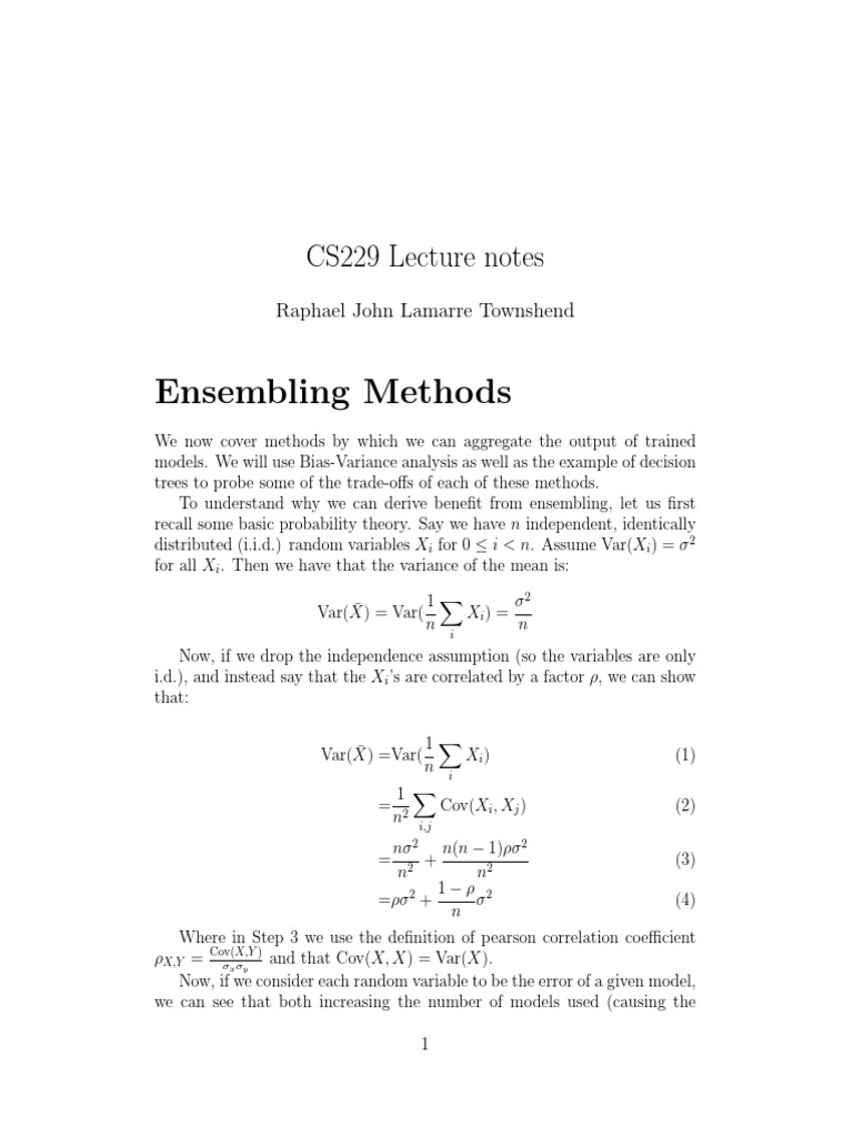 CS229 Ensembling Methods Overview | PDF | Bootstrapping (Statistics ...