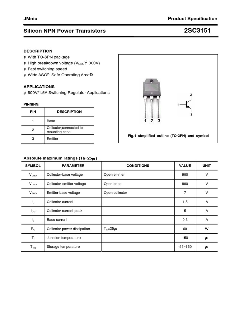 Silicon NPN Power Transistors PDF Bipolar Junction Transistor