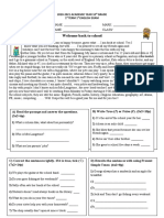 Welcome Back To School: B) Write True (T) or False (F) - (5x2 10p) A) Read The Passage and Answer The Questions. (3x2 6p)