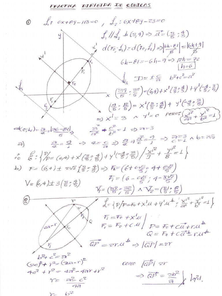 Solucionario De Elipse Y Parabola