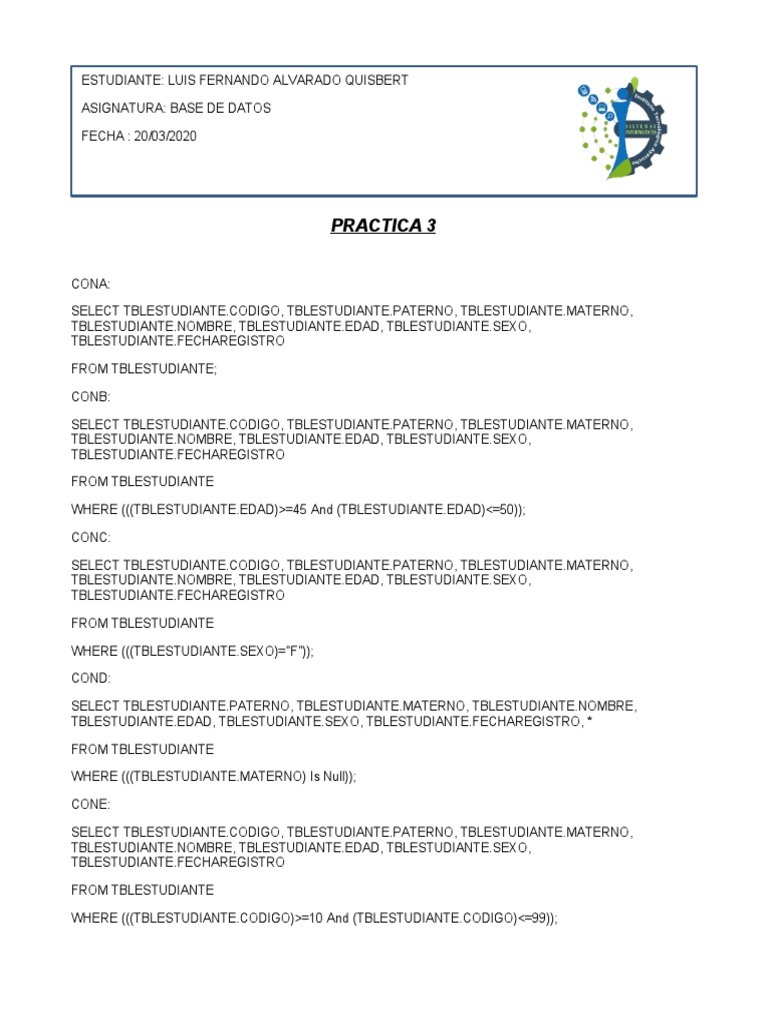 Practica 3 Base de Datos | PDF