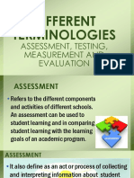 Different Terminologies: Assessment, Testing, Measurement and Evaluation
