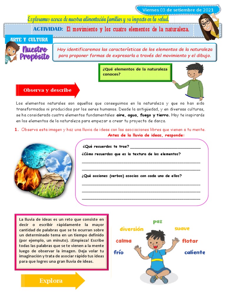 DIA 3 El Movimiento y Los Cuatro Elementos de La Naturaleza. | PDF ...