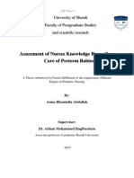 Assessment of Nurses Knowledge Regarding Care of Preterm Babies