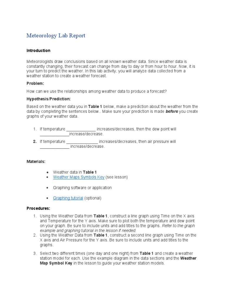 Meteorology Lab Report PDF Weather Meteorology
