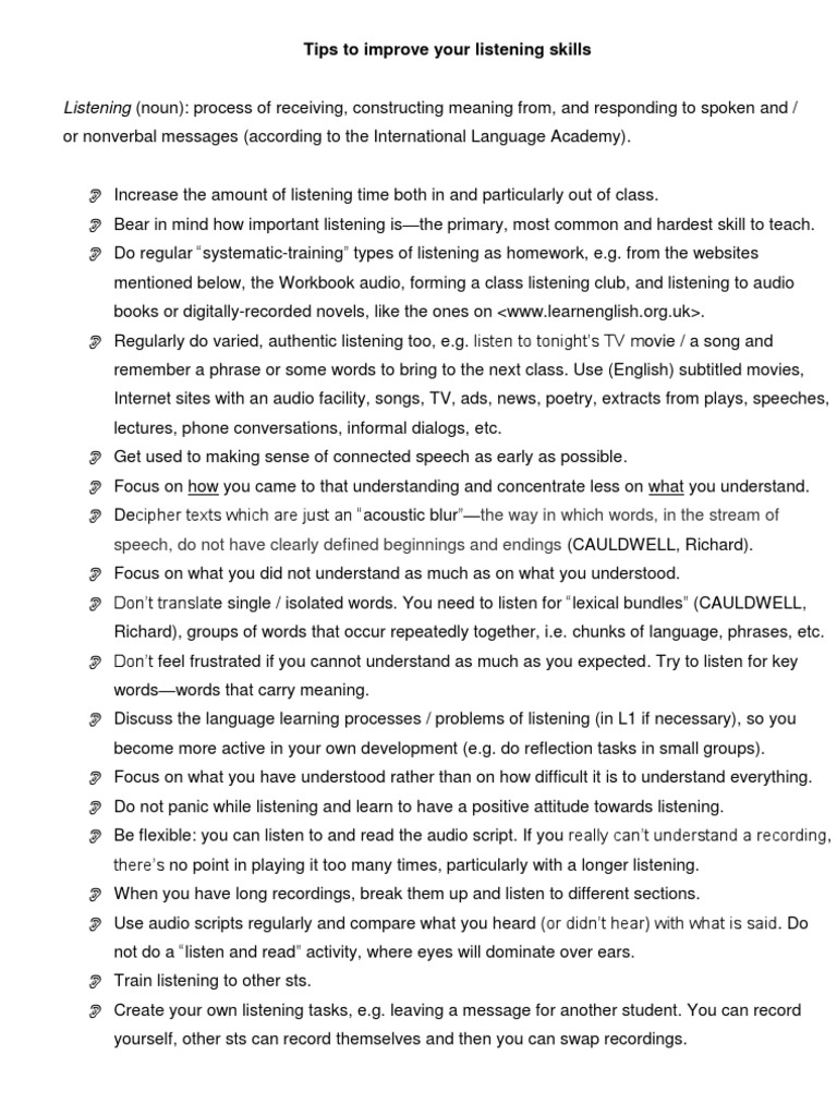 Effective Tips for Enhancing Listening Skills | PDF | English Language ...