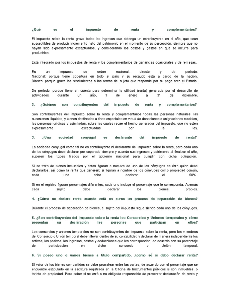 Guía del Impuesto de Renta en Colombia | PDF | Impuestos | Impuesto ...