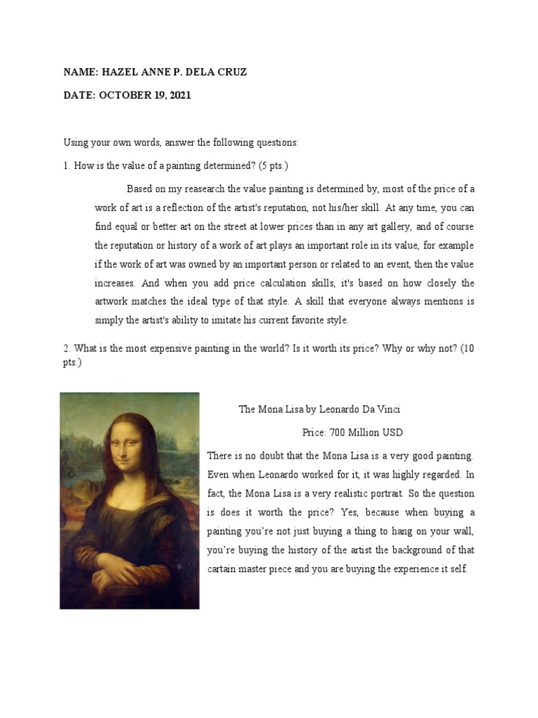 Activity 1 Value of Art | PDF