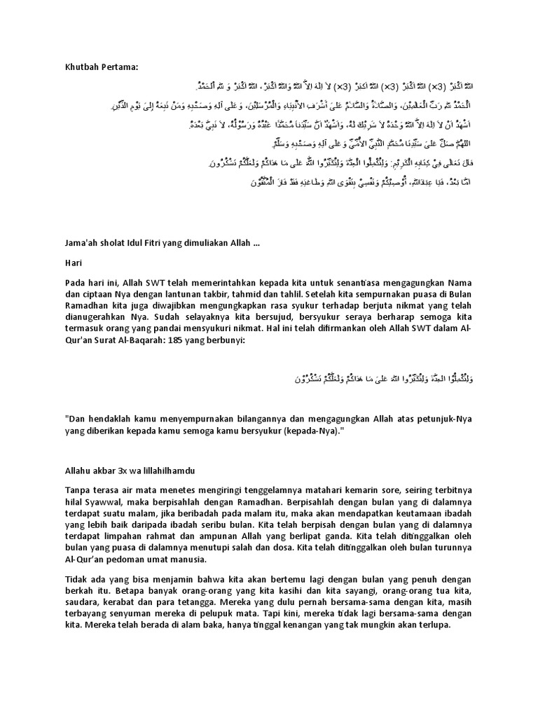Khutbah Idul Fitri 1442 Pdf