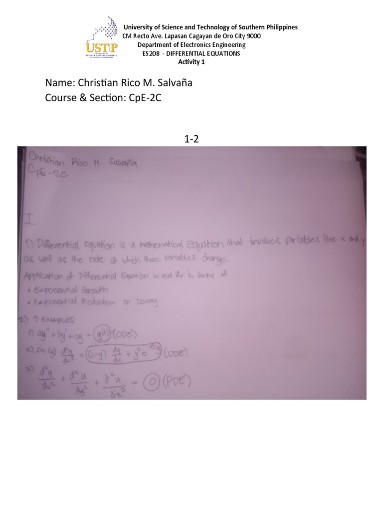 De MIDTERM Activity 1 Salvana CpE 1C | PDF | Science & Mathematics
