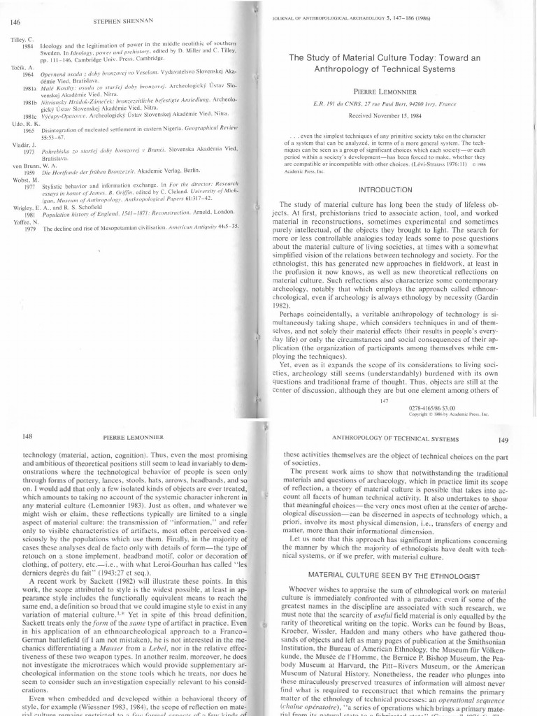 The Study Of Material Culture PDF Anthropology Material Culture