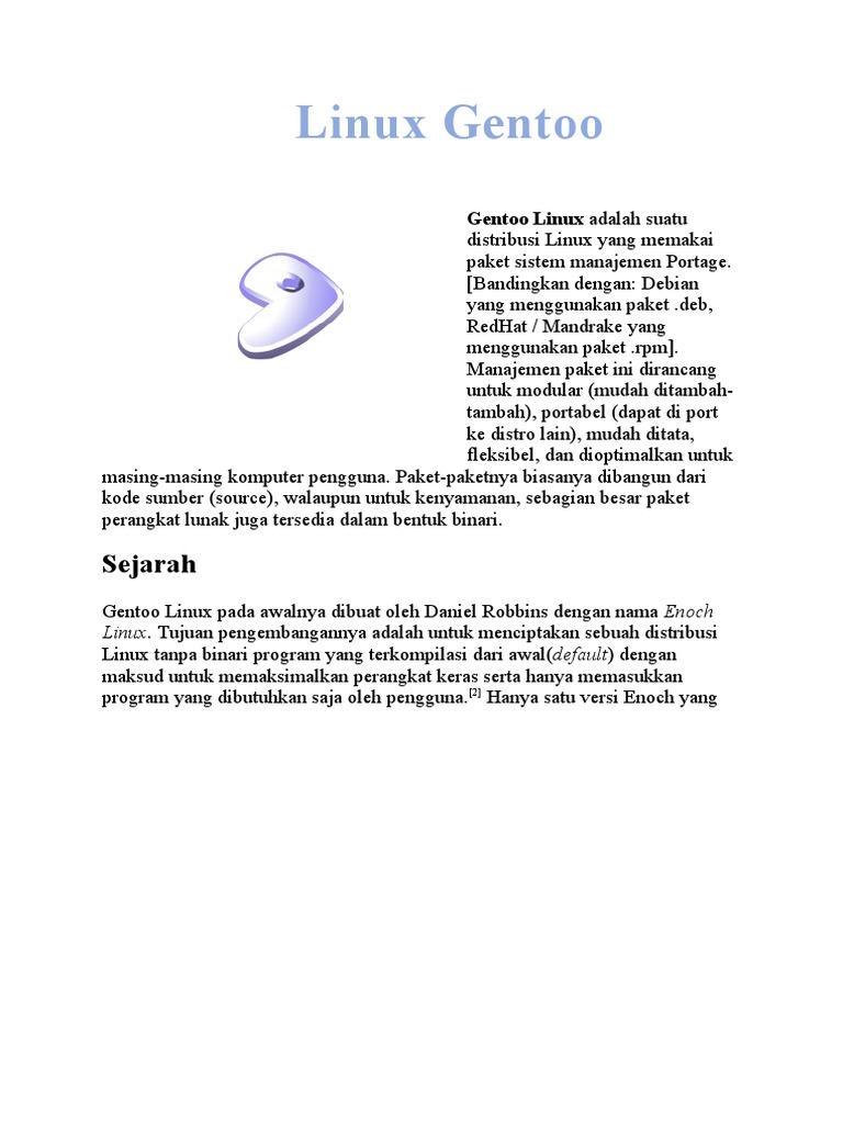 Gentoo Linux: Distribusi Fleksibel dan Optimal | PDF