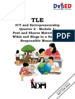 ICT and Entrepreneurship Quarter 2 - Module 1: Post and Shares Materials On Wikis and Blogs in A Safe and Responsible Manner
