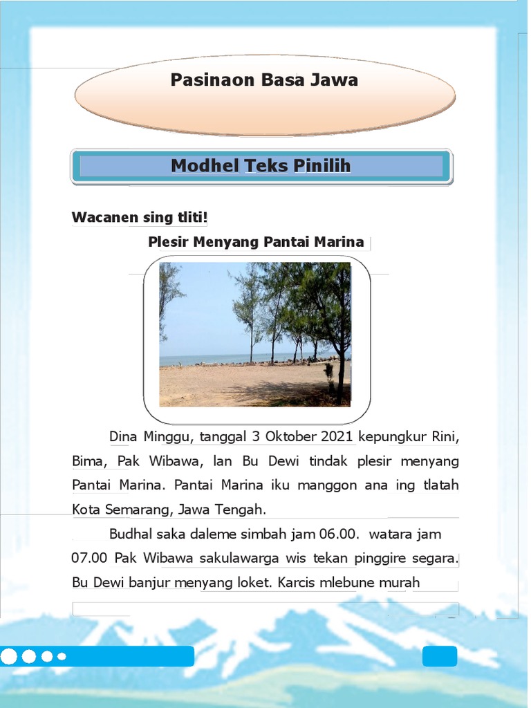 Cerita Plesir ke Pantai Marina | PDF