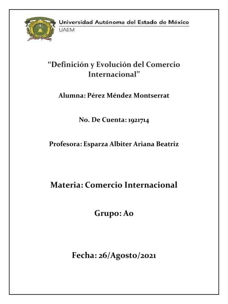 Definición y Evolución del Comercio Internacional | PDF | Comercio ...