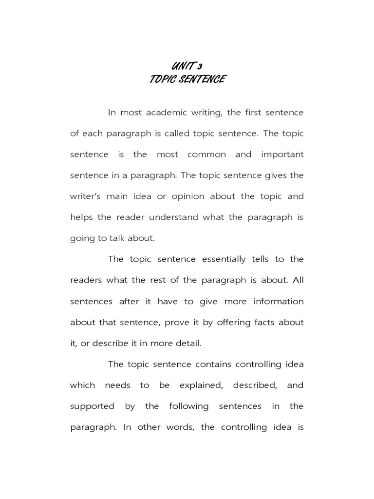 Understanding Topic Sentences | PDF | Career & Growth | Language Arts ...