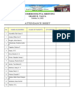 Attendance Sheet: 1 Homeroom-Pta Meeting