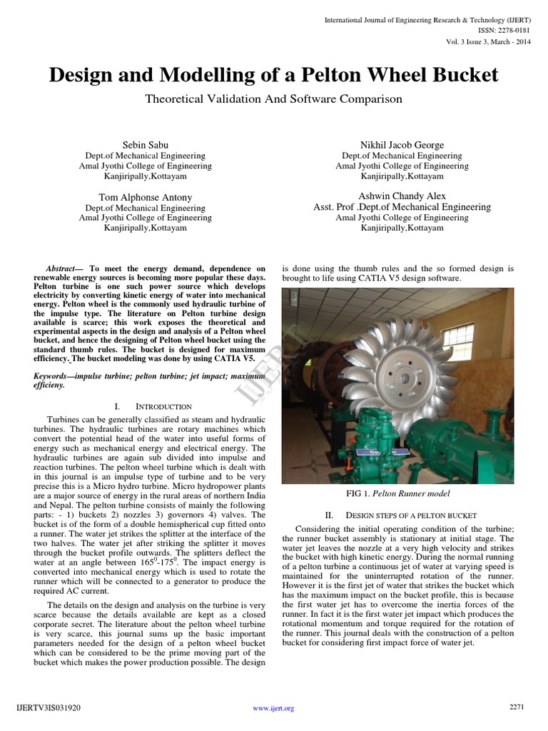 Pelton Wheel Bucket Design Analysis | PDF | Turbine | Mechanical ...