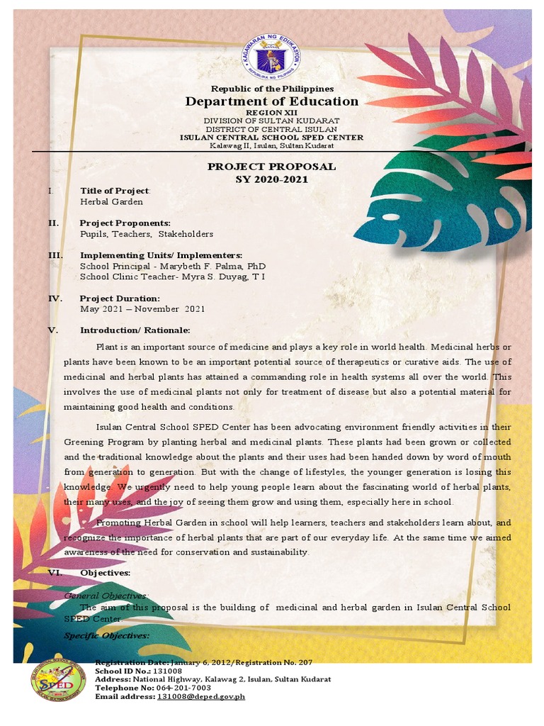 Herbal Garden Project Proposal PDF Health Sciences