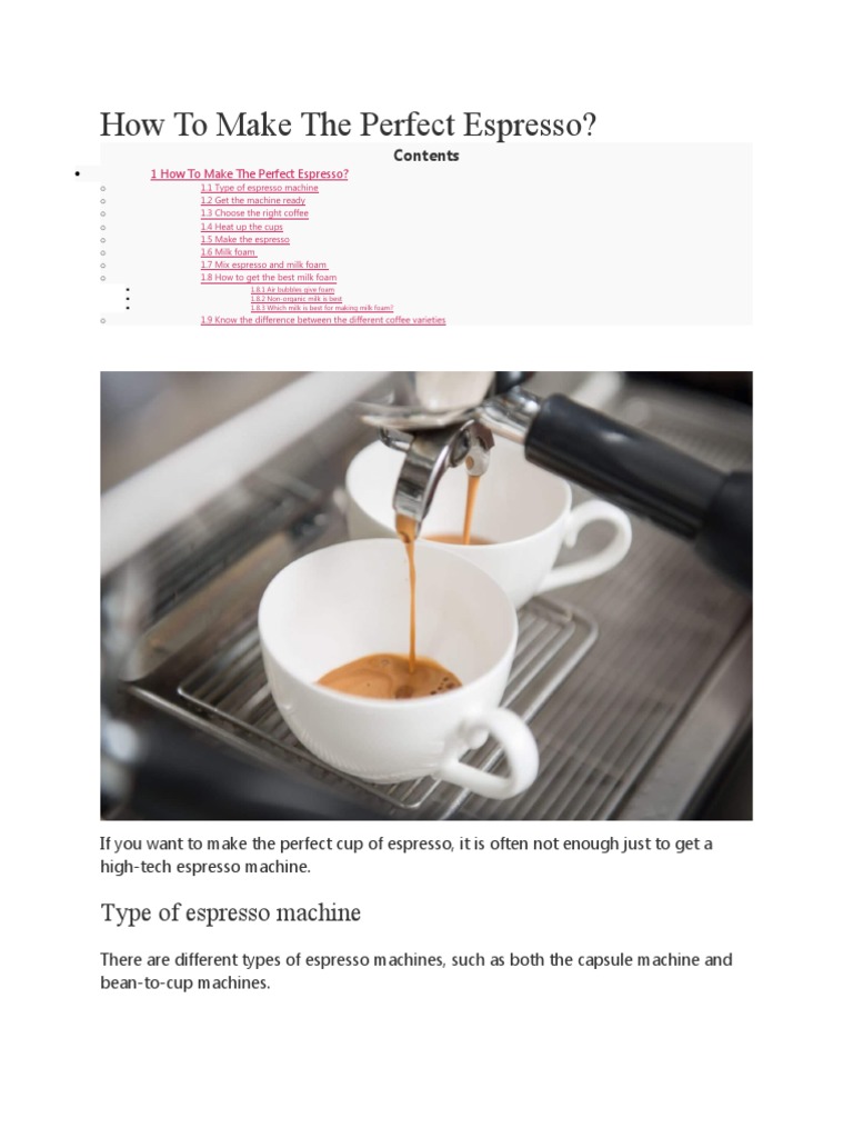 Perfect Espresso Making Guide | PDF | Coffee | Drink