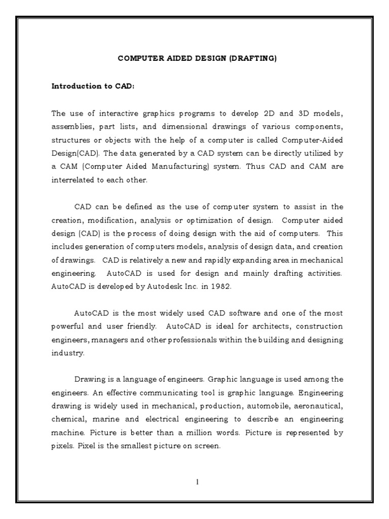 CAD Fundamentals and AutoCAD Features | PDF | Computer Aided Design ...