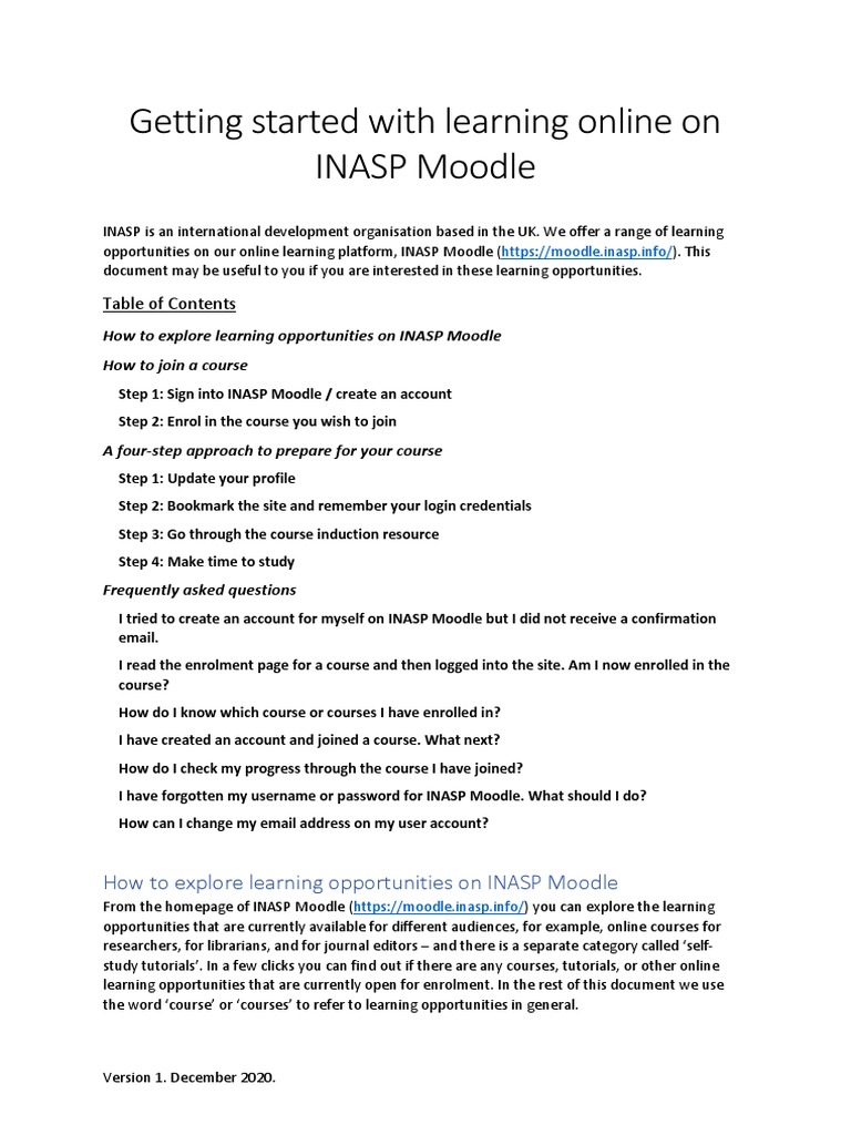 INASP Moodle: Getting Started Guide | PDF | Gmail | Password