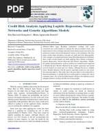 Credit Risk Analysis Applying Logistic Regression, Neural Networks and Genetic Algorithms Models