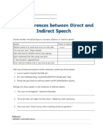 Reported Speech Worksheet