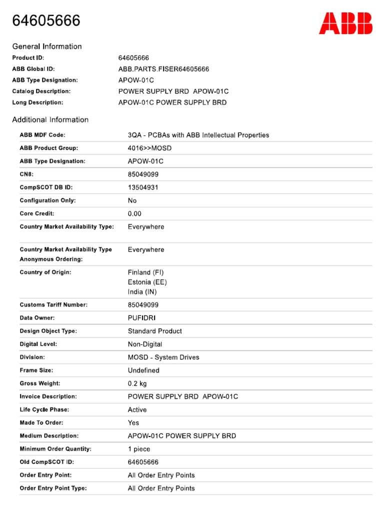 Line Item 5 - 64605666 - Data Sheet | PDF