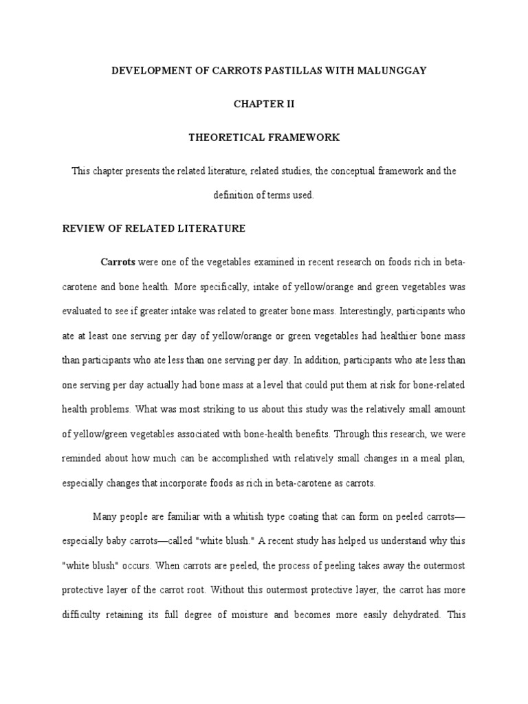 Development of Carrots Pastillas With Malunggay Theoretical Framework PDF Malnutrition Carrot