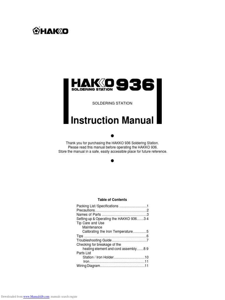Instruction Manual Soldering Station PDF Soldering Electrical
