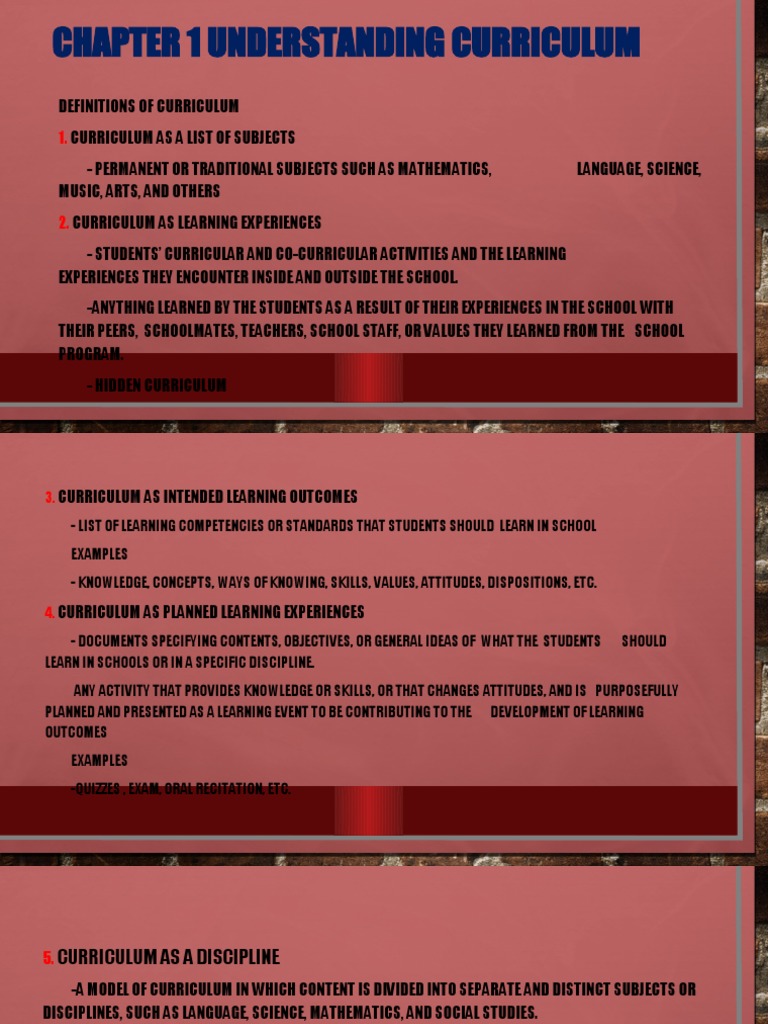 Chapter 1 Understanding Curriculum Pdf Curriculum Learning