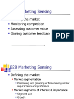 B2B Marketing Sensing: Defining The Market Monitoring Competition Assessing Customer Value Gaining Customer Feedback