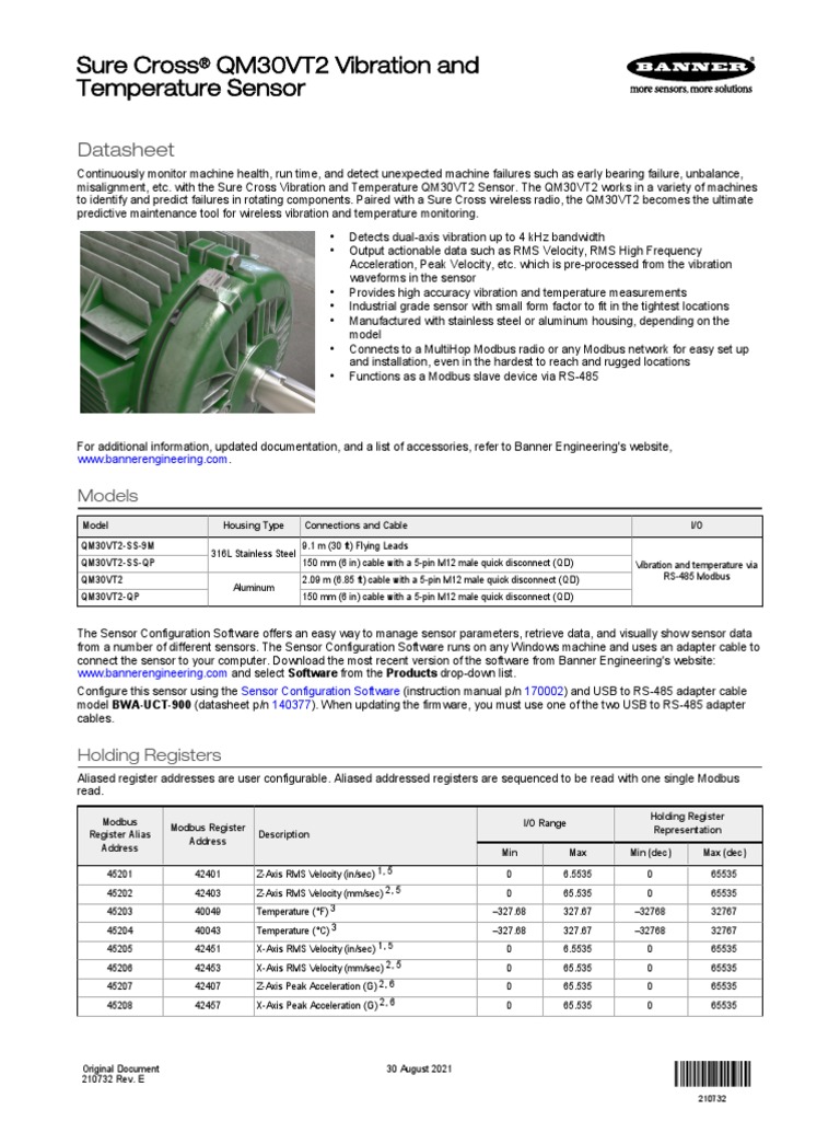 Sure Cross QM30VT2 Vibration and Temperature Sensor