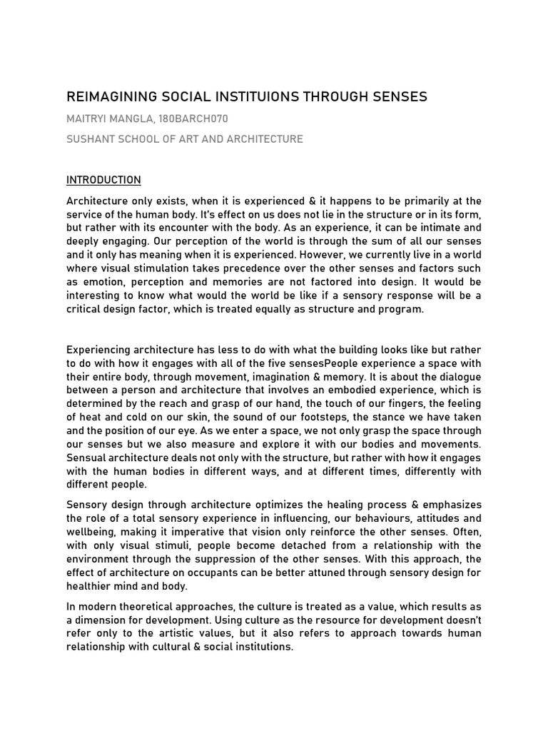 Sensory Design in Architecture | PDF | Perception | Senses