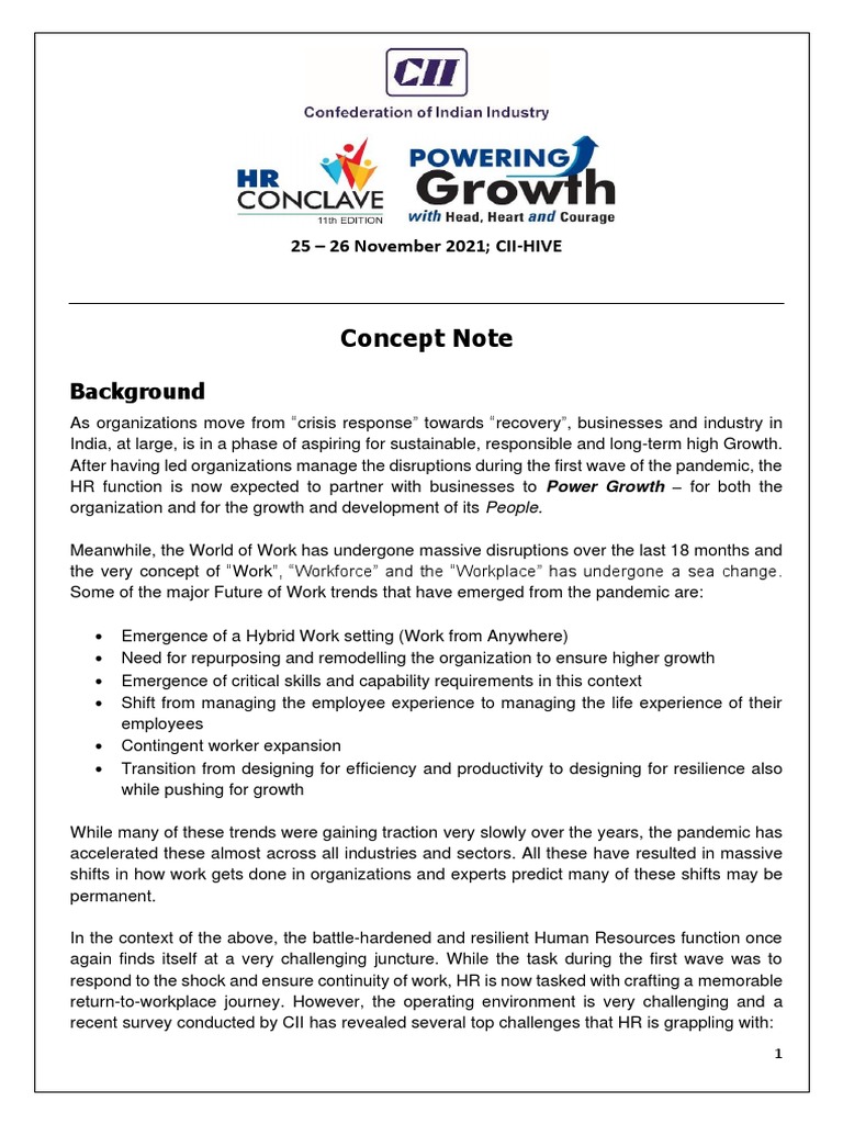 Cii HR Conclave 2021-Concept Note | PDF | Business | Economies