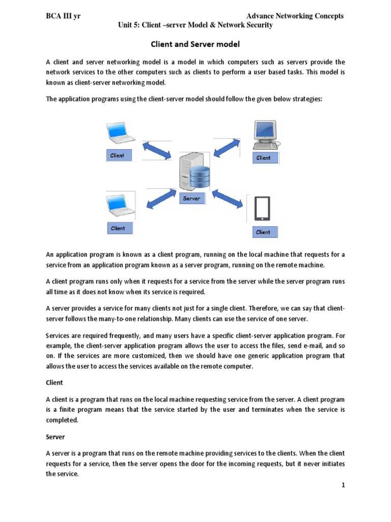 Unit 5 Client - Server Model & Network Security | Download Free PDF ...