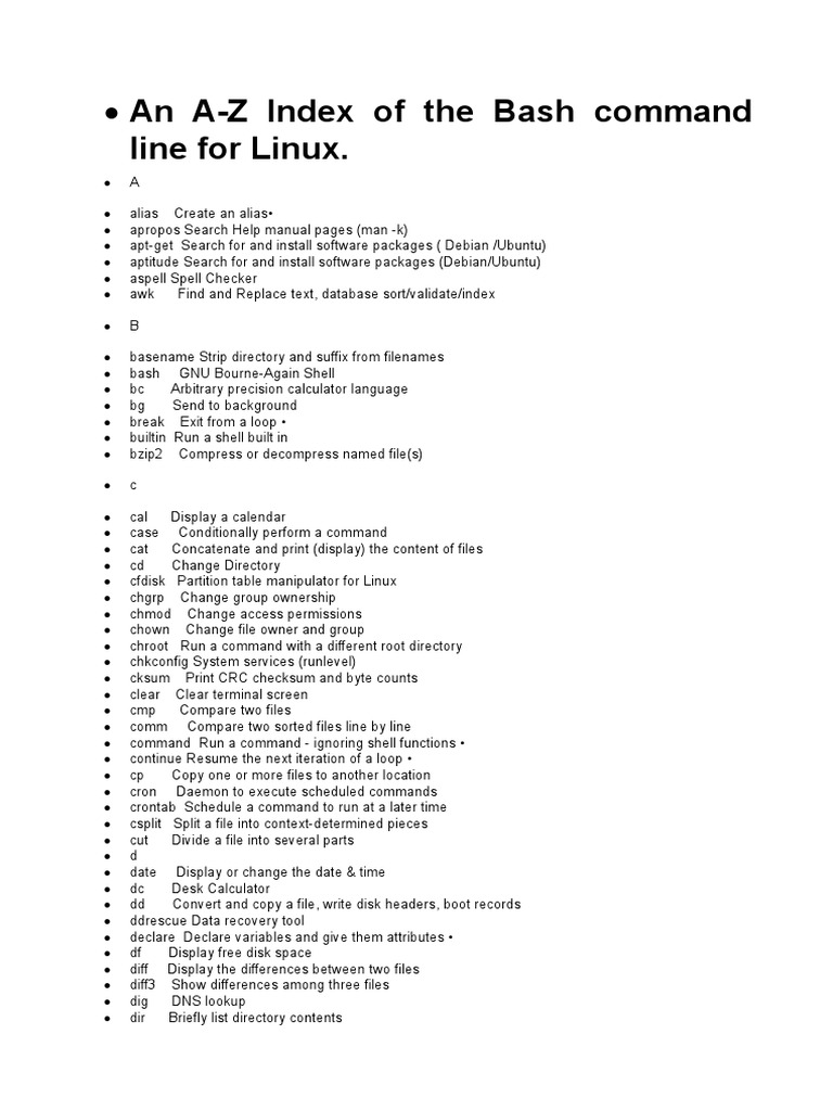 Linux Bash Command Reference | PDF | Computer File | Computing