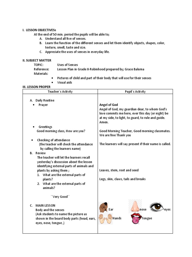 LESSON PLANscience | PDF | Senses | Learning