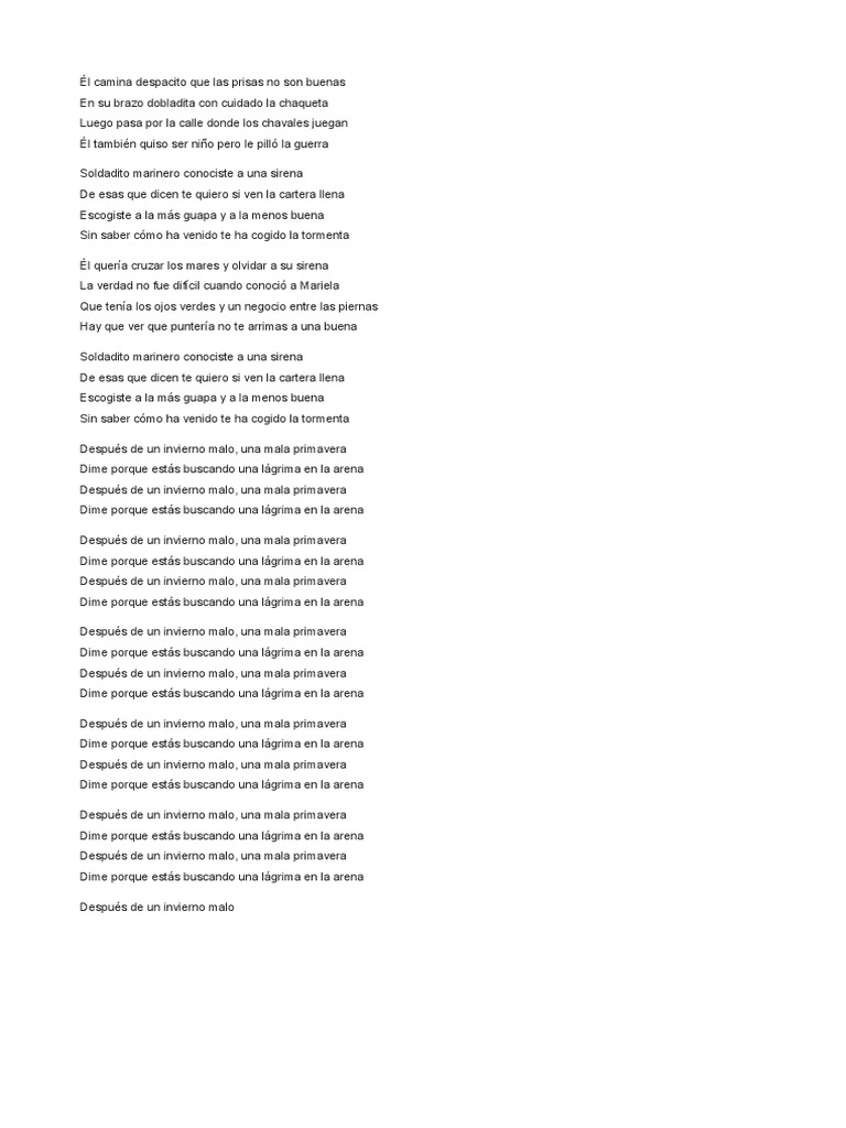 Letra Soldadito Marinero | PDF