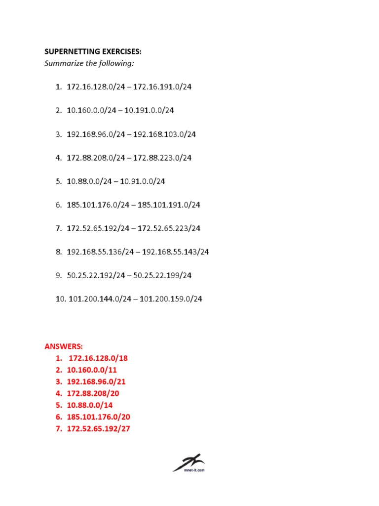 6 Supernetting Exercises | PDF | Sciences et mathématiques