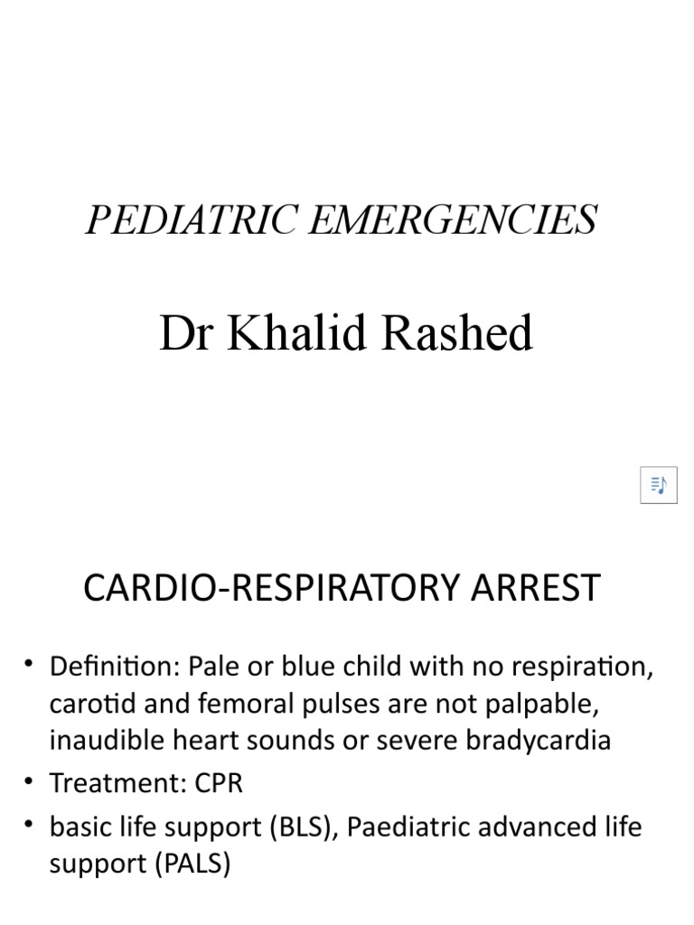 Pediatric Emergency Procedures Guidelines for Managing Cardiac Arrest