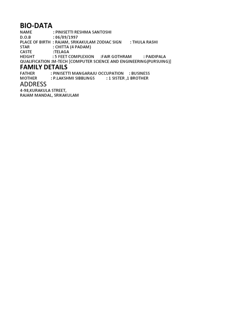 Biodata | PDF | Sports & Recreation