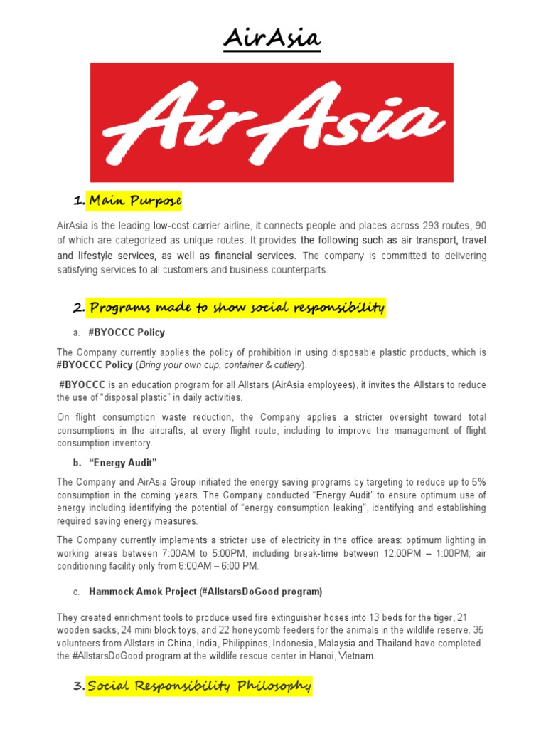 Air Asia | PDF | Corporate Social Responsibility | Airlines