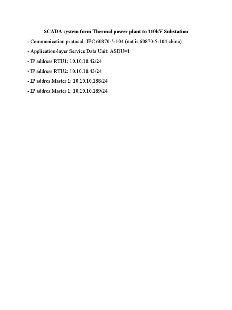 SCADA System Form Thermal Power Plant To 110kV Substation RV00 | PDF